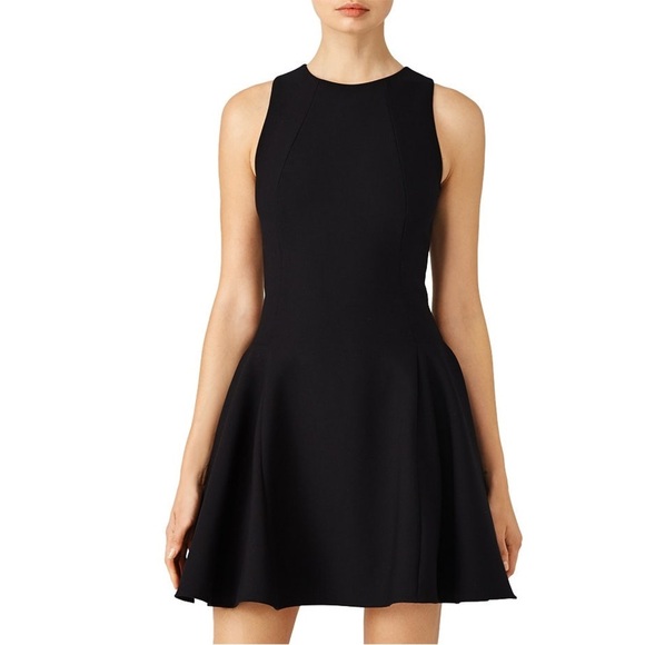 Halston Heritage Black Black Crepe Cut Cocktail Party Dress Size 4 Small S NWOT - Picture 1 of 15